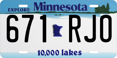MN license plate 671RJO