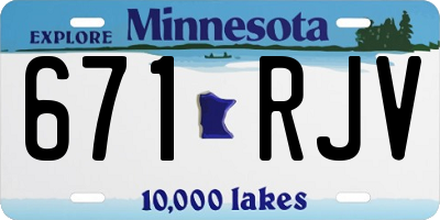 MN license plate 671RJV