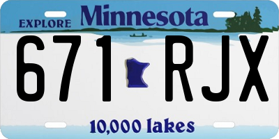 MN license plate 671RJX