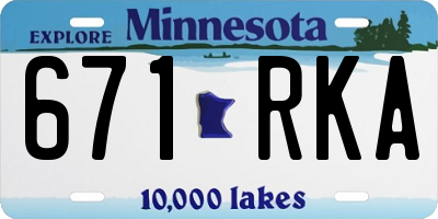 MN license plate 671RKA