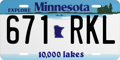 MN license plate 671RKL