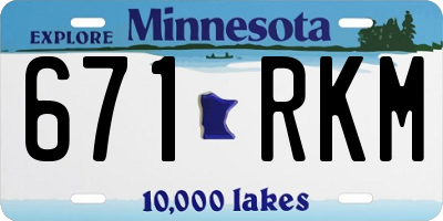 MN license plate 671RKM
