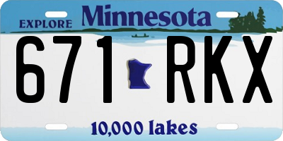 MN license plate 671RKX
