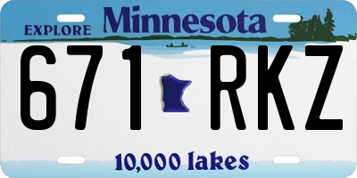 MN license plate 671RKZ