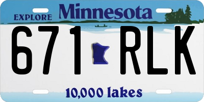 MN license plate 671RLK