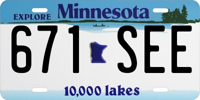 MN license plate 671SEE