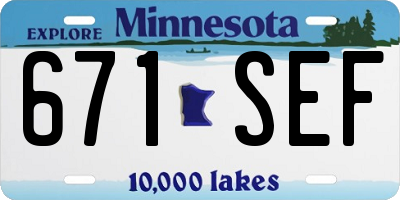 MN license plate 671SEF