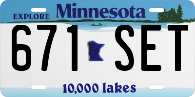 MN license plate 671SET