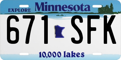 MN license plate 671SFK