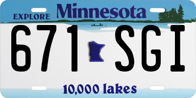 MN license plate 671SGI
