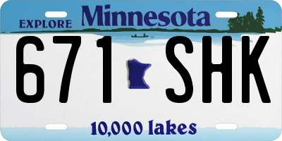 MN license plate 671SHK