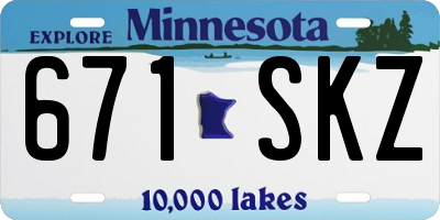 MN license plate 671SKZ