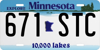 MN license plate 671STC