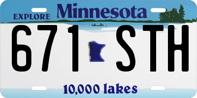 MN license plate 671STH