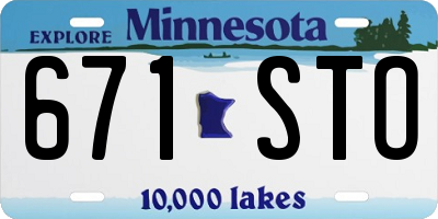 MN license plate 671STO