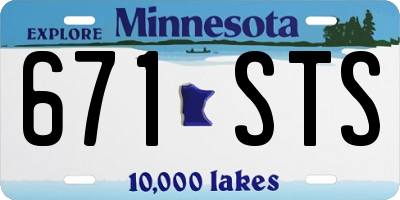 MN license plate 671STS