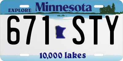 MN license plate 671STY