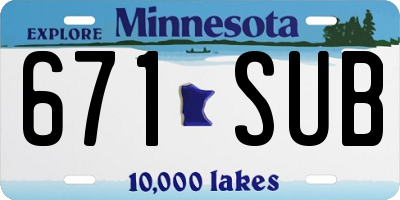 MN license plate 671SUB