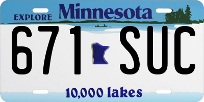 MN license plate 671SUC