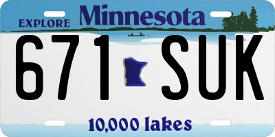 MN license plate 671SUK