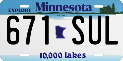 MN license plate 671SUL