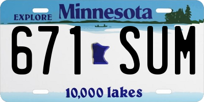 MN license plate 671SUM