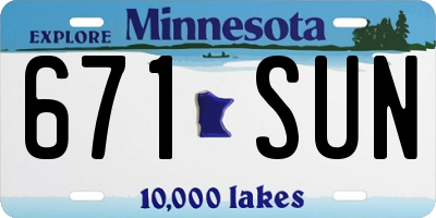 MN license plate 671SUN