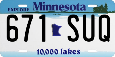 MN license plate 671SUQ