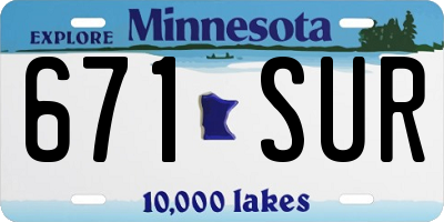 MN license plate 671SUR