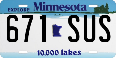 MN license plate 671SUS