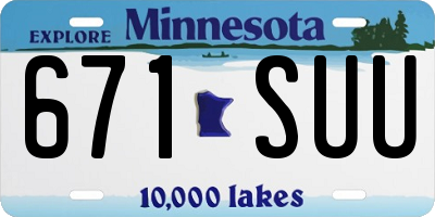 MN license plate 671SUU