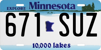 MN license plate 671SUZ