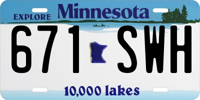 MN license plate 671SWH
