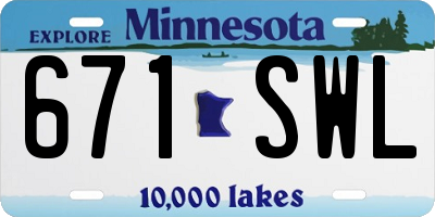MN license plate 671SWL