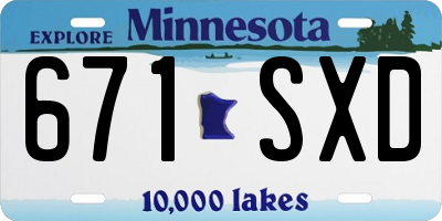 MN license plate 671SXD