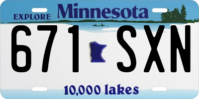 MN license plate 671SXN