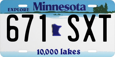 MN license plate 671SXT