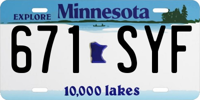 MN license plate 671SYF