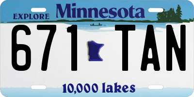 MN license plate 671TAN
