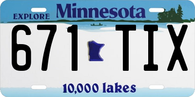 MN license plate 671TIX
