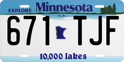 MN license plate 671TJF