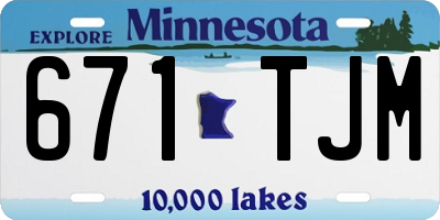 MN license plate 671TJM