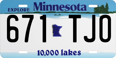 MN license plate 671TJO