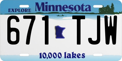 MN license plate 671TJW