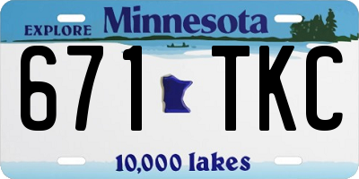 MN license plate 671TKC