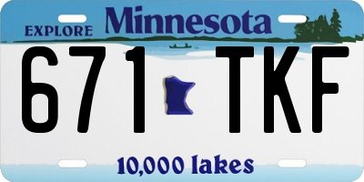 MN license plate 671TKF