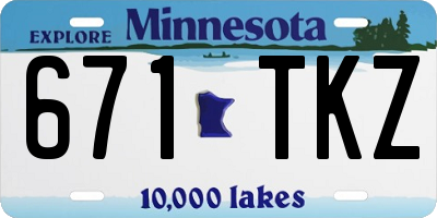 MN license plate 671TKZ