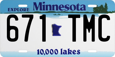 MN license plate 671TMC