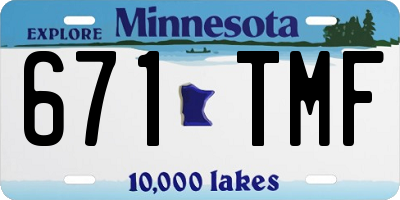 MN license plate 671TMF