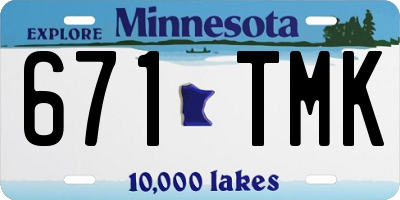 MN license plate 671TMK